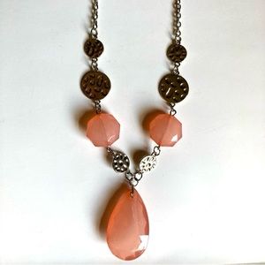 NWT Coral and Silver Necklace